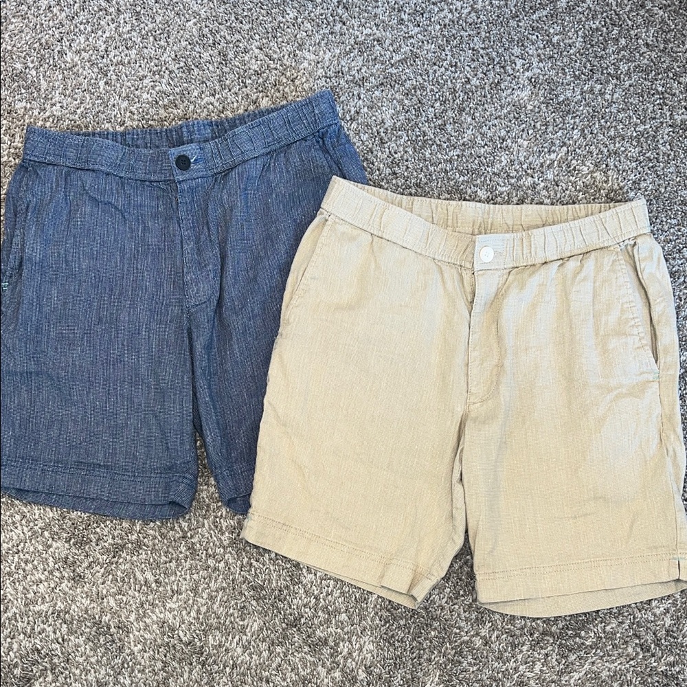 Men's Casual Shorts - Blue and Tan